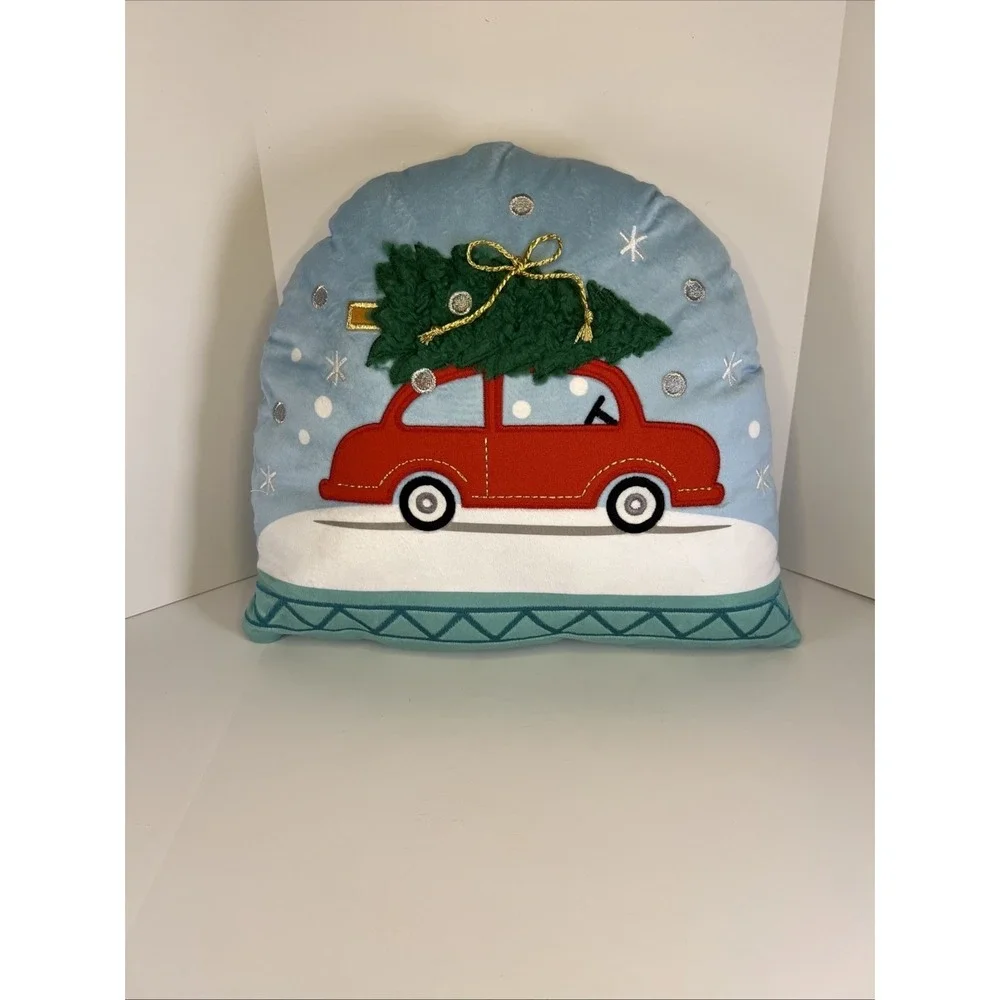 Unbranded Christmas Tree Red Car Decorative Pillow Blue Excellent Holiday Decor